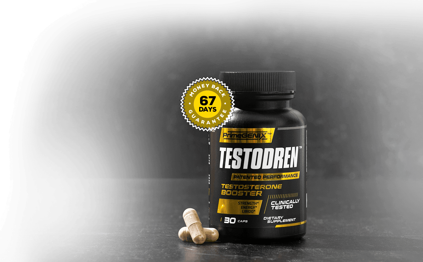 Testodren bottle by PrimeGENIX — 30 capsules